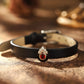Pigeon Blood Ruby 18k Gold Vermeil & Genuine Leather Strap Bracelet