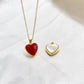 18K Solid Gold Heart Reversible Pendant Necklace