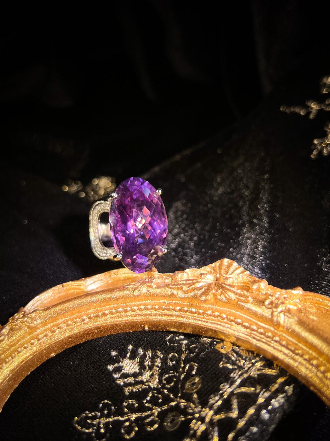 Vivid Violet Purple Amethyst Statement Ring