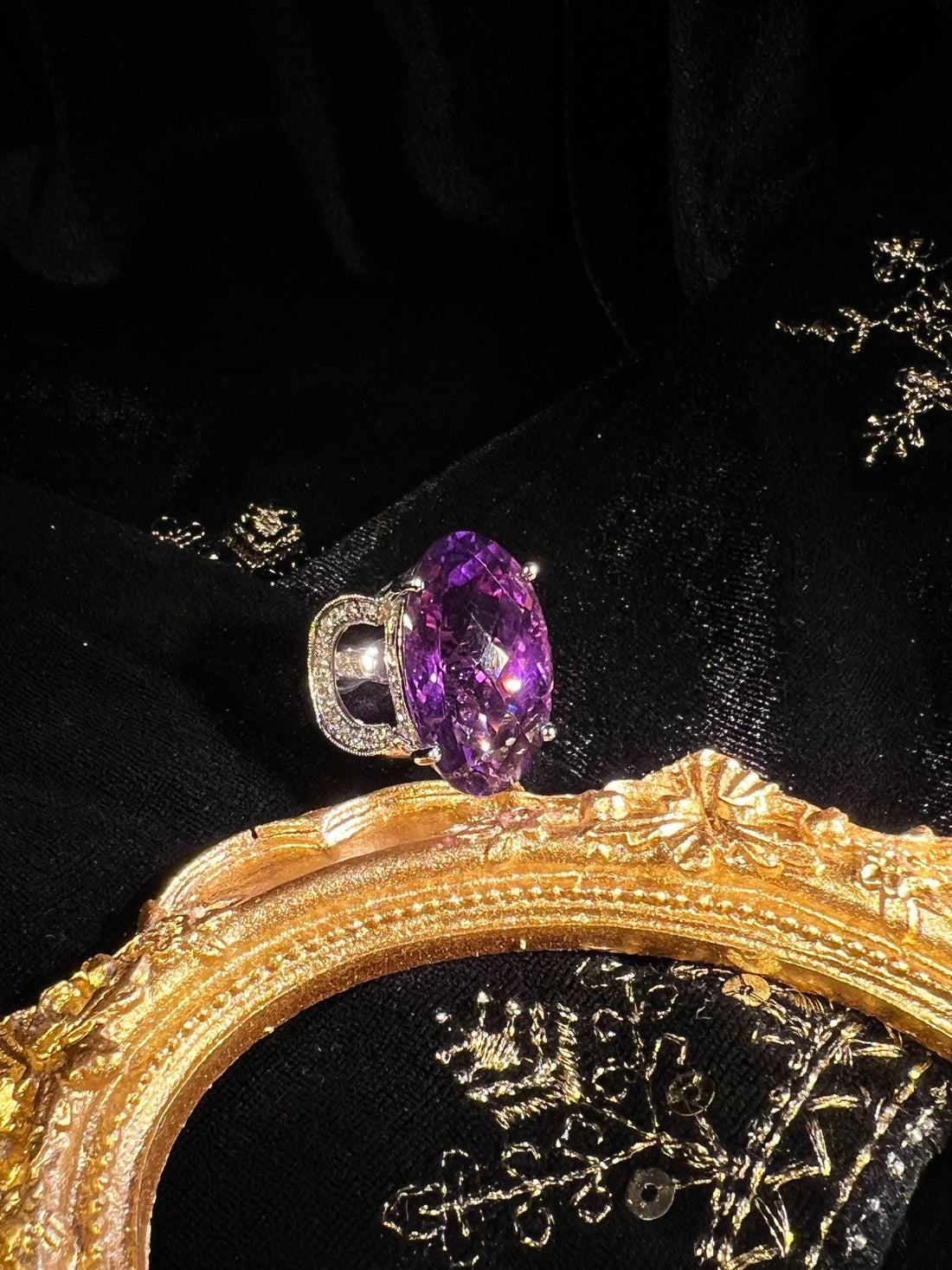 Vivid Violet Purple Amethyst Statement Ring