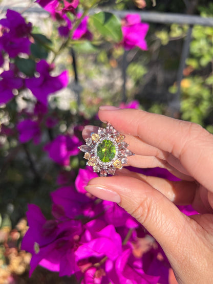Top-Grade Natural Burmese Peridot Cocktail Ring