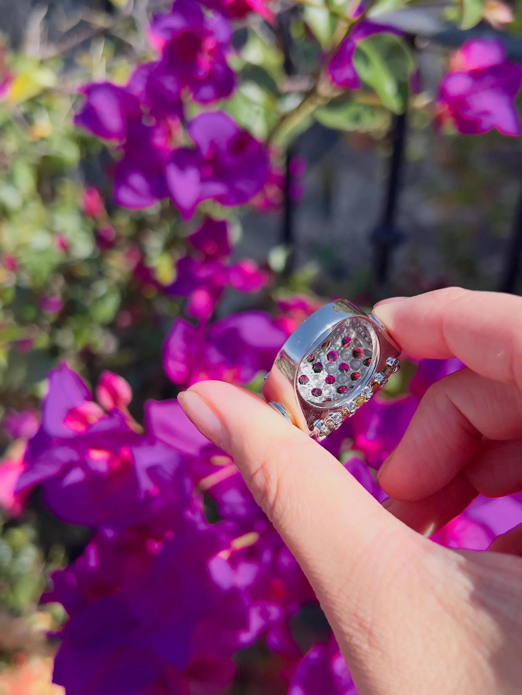 Natural Multi-Color Tourmaline & Sapphires Barrel Ring