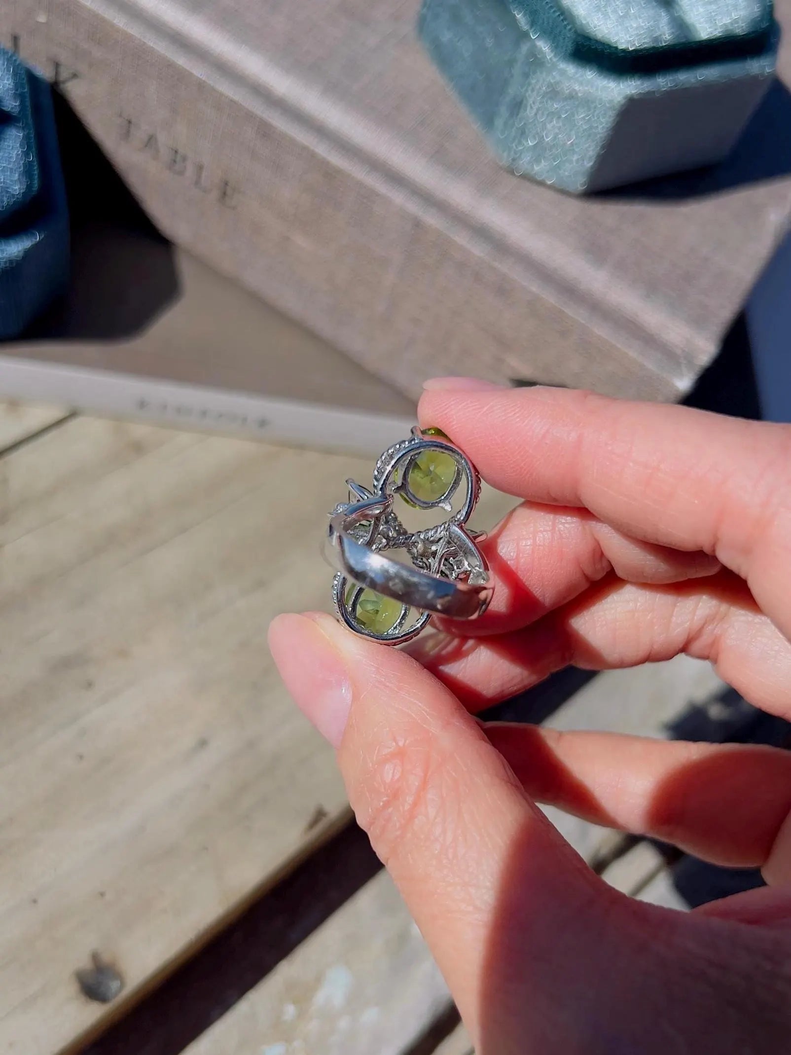 Natural Burmese Peridot Ring with Tourmaline Accents Cocktail Ring