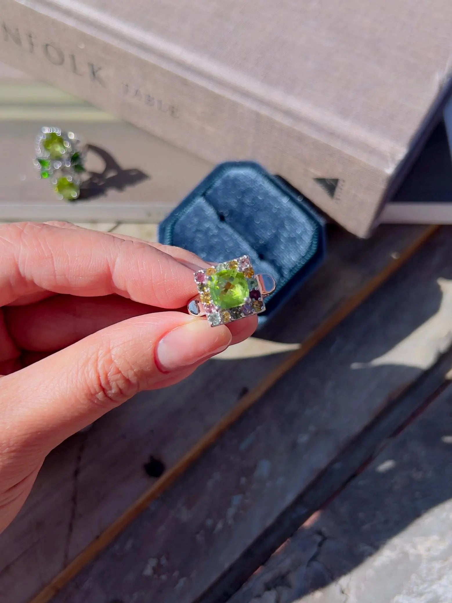 Top-Grade Natural Burmese Peridot Ring with Candy Tourmaline