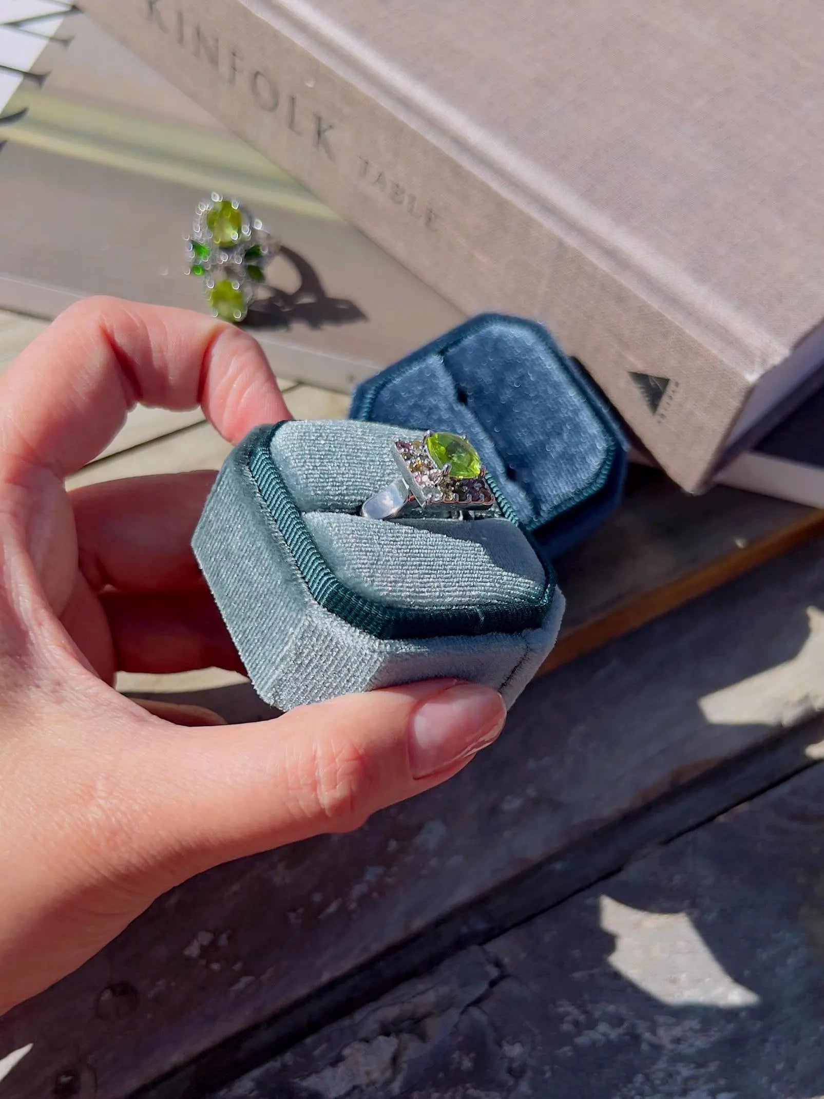 Top-Grade Natural Burmese Peridot Ring with Candy Tourmaline