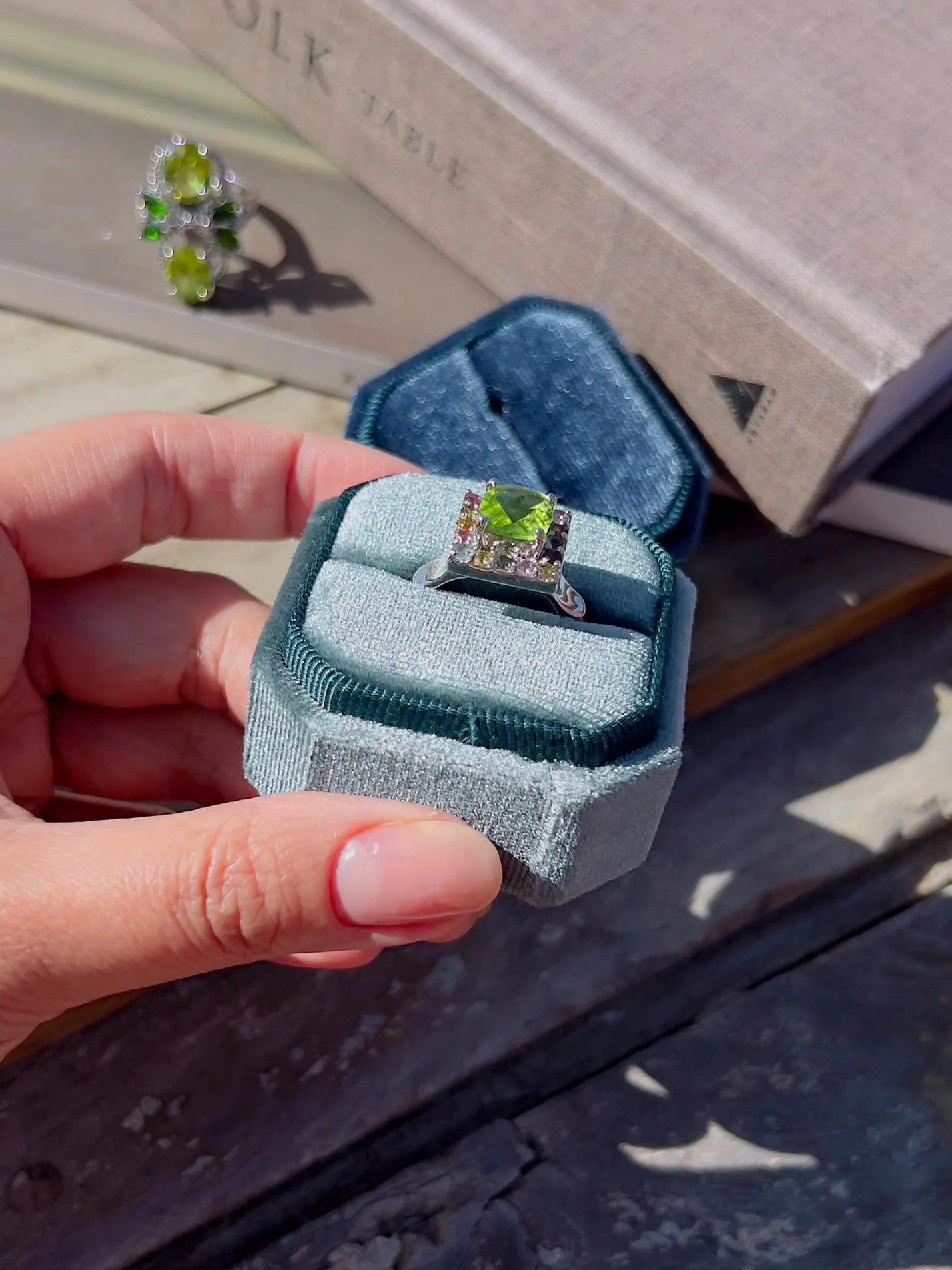 Top-Grade Natural Burmese Peridot Ring with Candy Tourmaline