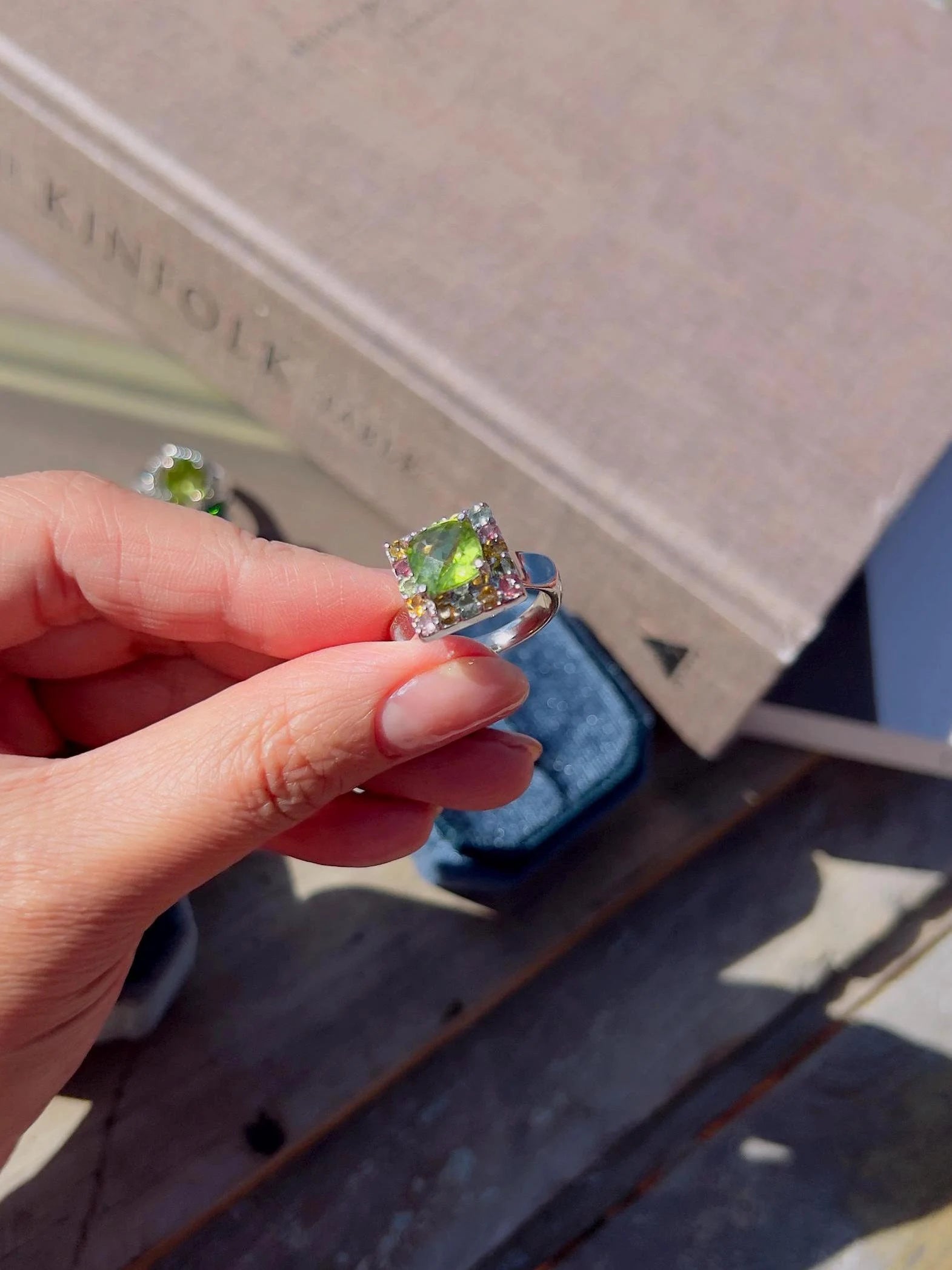 Top-Grade Natural Burmese Peridot Ring with Candy Tourmaline