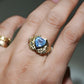 Natural Blue Sapphire and Diamonds 18k Solid White Gold Ring