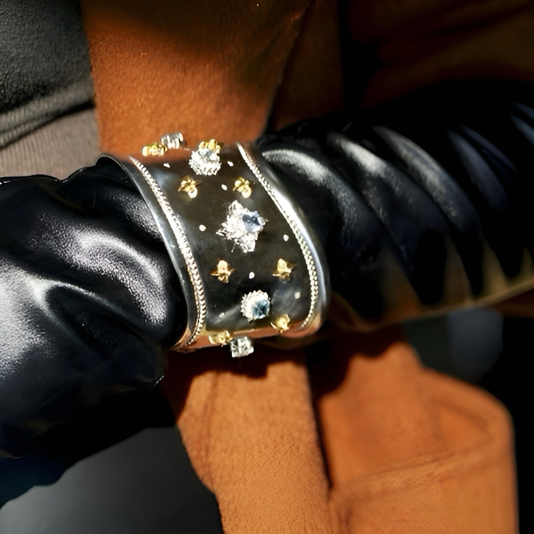 Natural Untreated Burmese Sapphires Wide Cuff Bracelet