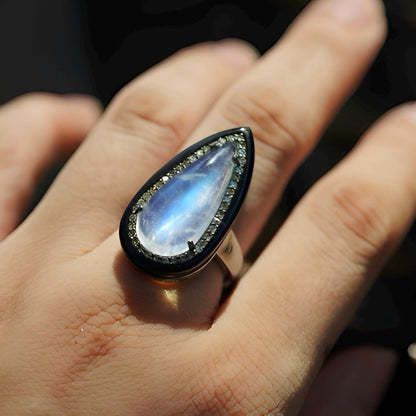 Natural Moonstone Rings in Sterling Silver