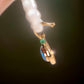 Dainty 18K Solid Gold Australian Opal Pendant – Natural Diamond & Emerald Accent