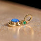 Solid 18K Gold Australian Opal Pendant Necklace - Natural Opal with Diamond and Emerald Accent Charm - Luxury Fine Jewelry Gift for Her