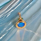 Dainty 18K Solid Gold Australian Opal Pendant – Natural Diamond & Emerald Accent
