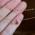 Solid 18k Gold Dainty Natural Ruby Charm Necklace