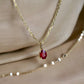Solid 18k Gold Dainty Natural Ruby Charm Necklace