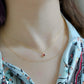 Solid 18k Gold Dainty Natural Ruby Charm Necklace