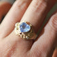 Natural Blue Sapphire and Diamonds 18k Solid White Gold Ring