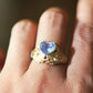Natural Blue Sapphire and Diamonds 18k Solid White Gold Ring