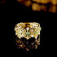 18K Solid Gold Lace Ring with Natural Tsavorite Garnets and Saltwater Pearls – Customizable Gold Lace Ring