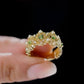 18K Solid Gold Lace Ring with Natural Tsavorite Garnets and Saltwater Pearls – Customizable Gold Lace Ring