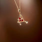 18K Solid Gold Ruby Martini Pendant Charm Necklace with Natural Diamonds , July Birthstone, Natural Ruby Pendant, Gold Martini Glass Charm