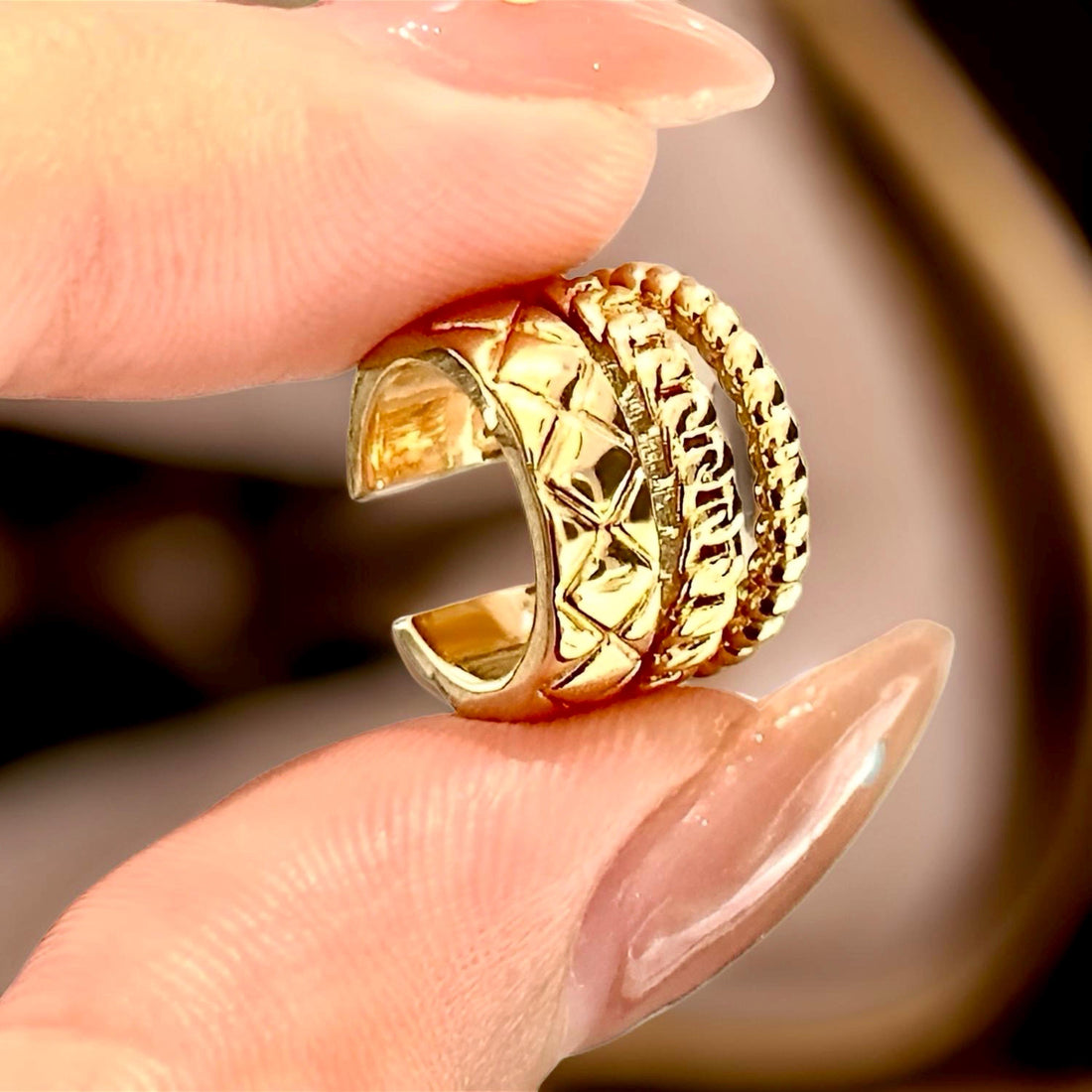 18K Solid Gold Ear Cuff