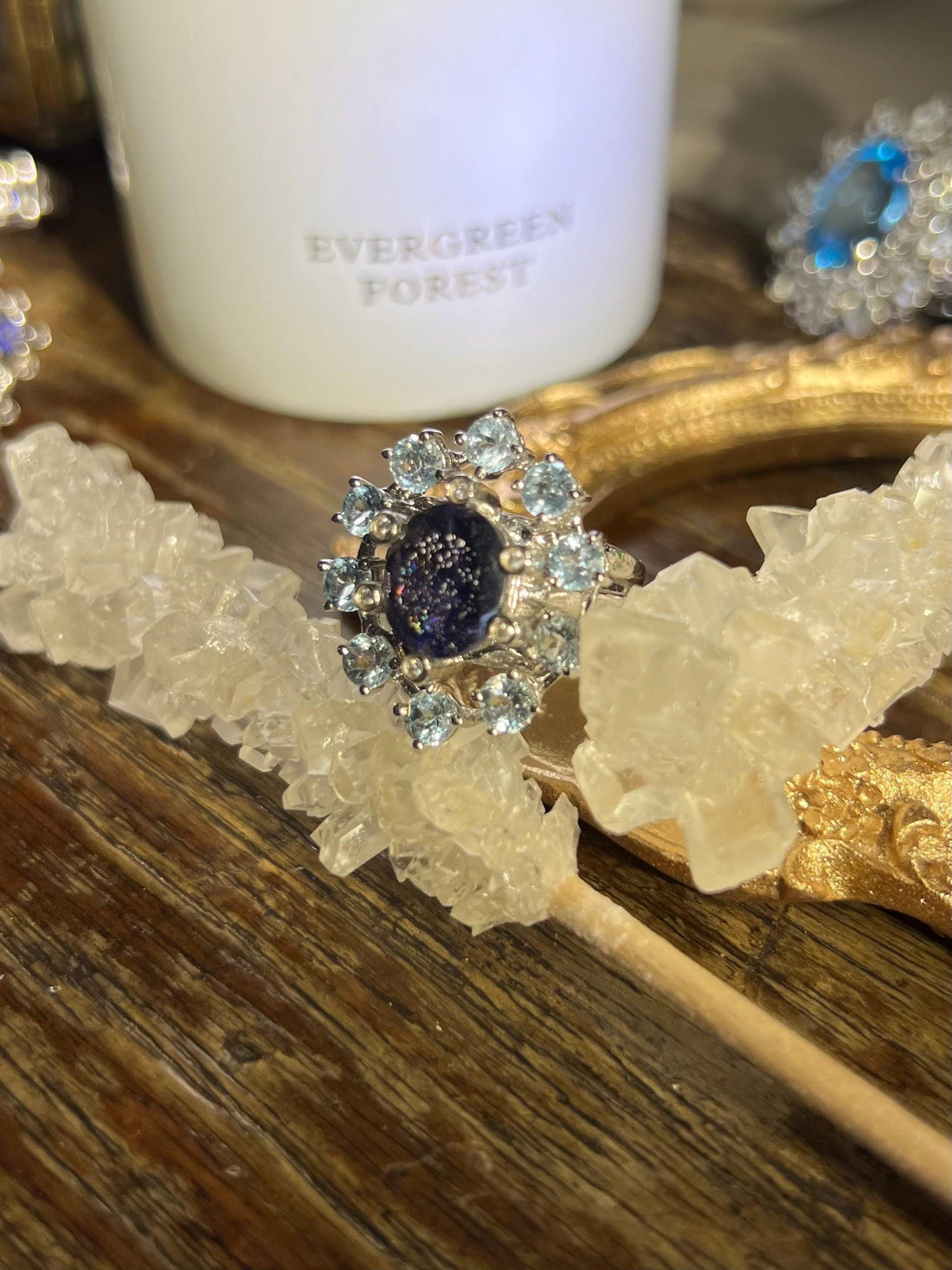 Sunstone Iolite & Aquamarine Statement Ring