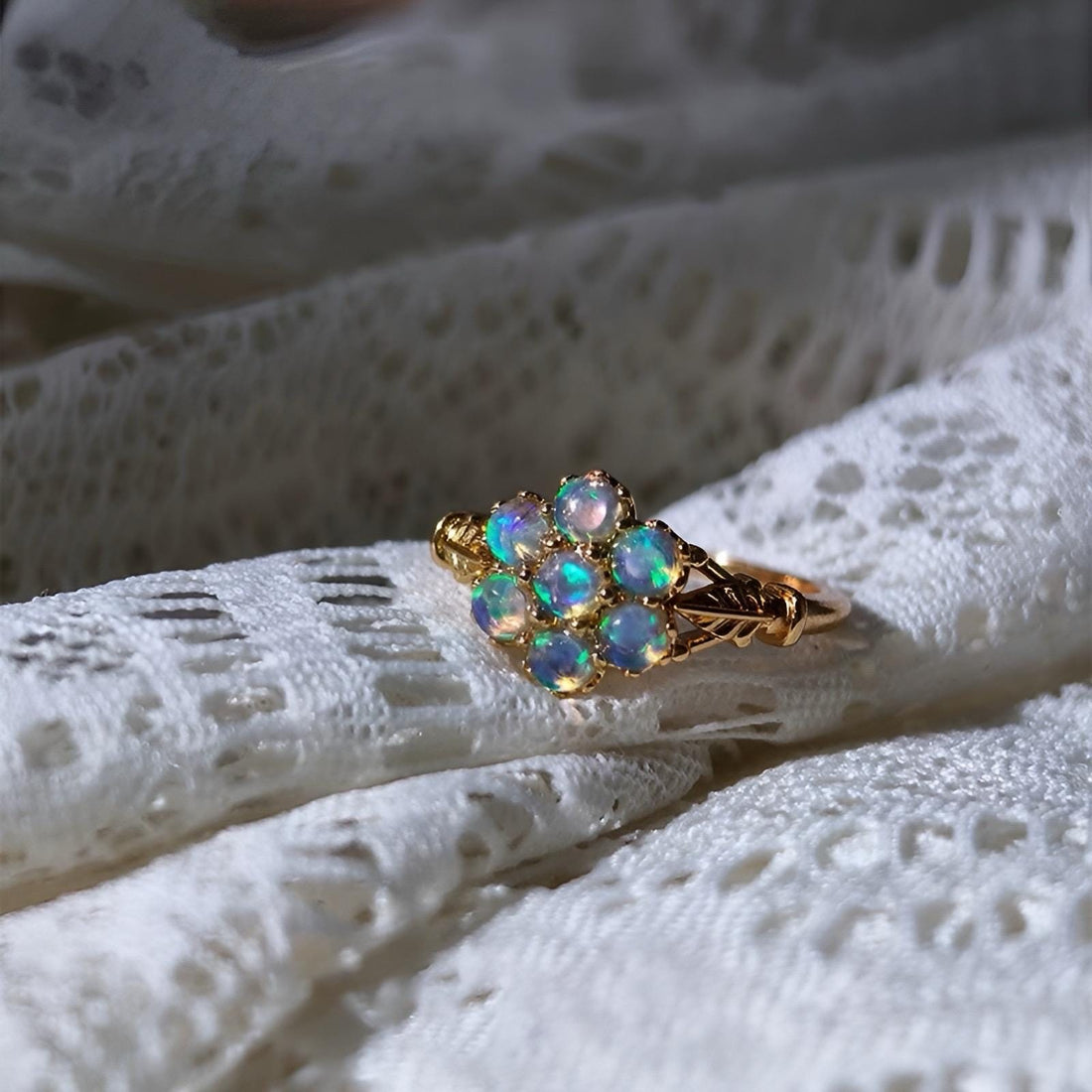 Opal Flower Ring in 18K Gold Vermeil