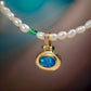 Dainty 18K Solid Gold Australian Opal Pendant – Natural Diamond & Emerald Accent