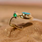 Dainty 18K Solid Gold Australian Opal Pendant – Natural Diamond & Emerald Accent