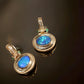 Dainty 18K Solid Gold Australian Opal Pendant – Natural Diamond & Emerald Accent