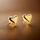 18K Solid Gold Heart Stud Earrings