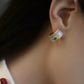 French-Inspired Small-Batch Artisanal Earrings with Green Jade and Mother of Pearl