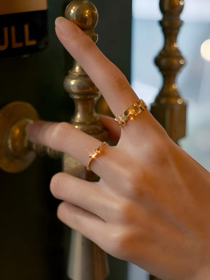 18K Gold Honeycomb Ring | Honey Bee Inspired Ring with Natural Citrine and Orange Garnet | Customizable with Solid Gold & Diamonds