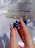 Natural Iolite Ruby Sapphire Flower Ring