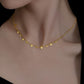 18K Solid Gold Tiny Drop Sequin Necklace