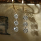 18K Solid Gold Triple Diamond Drop Earrings