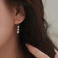 18K Solid Gold Triple Diamond Drop Earrings