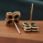 18K Solid Gold Four-Leaf Clover Natural Diamond Earrings