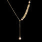 18K Solid Gold Akoya Pearl Lariat Necklace - Elegant Leaf Pendant Design with AAA Grade Pearls, Akoya Pearl Gift, pearl necklace