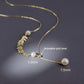 18K Solid Gold Akoya Pearl Lariat Necklace - Elegant Leaf Pendant Design with AAA Grade Pearls, Akoya Pearl Gift, pearl necklace