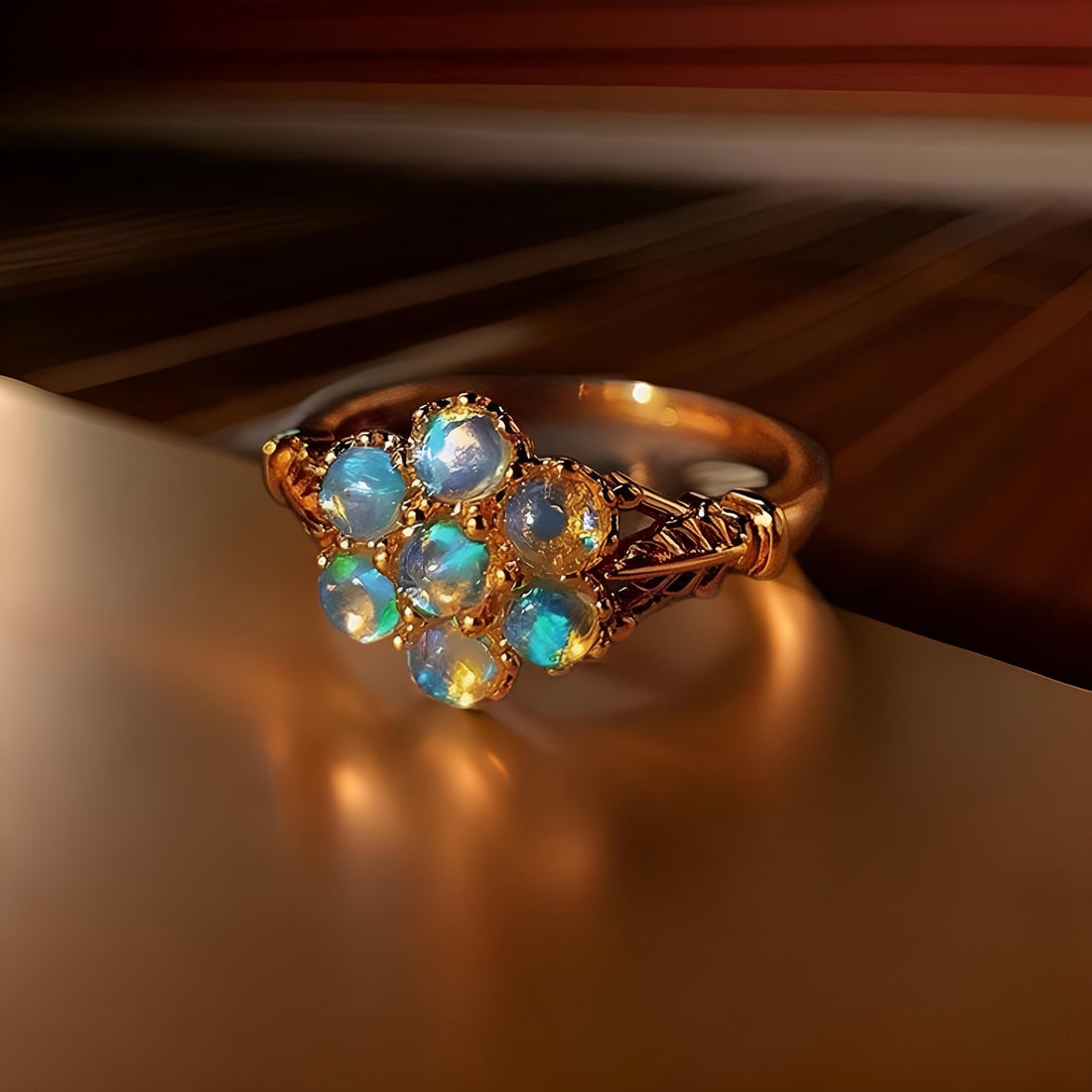 Opal Flower Ring in 18K Gold Vermeil