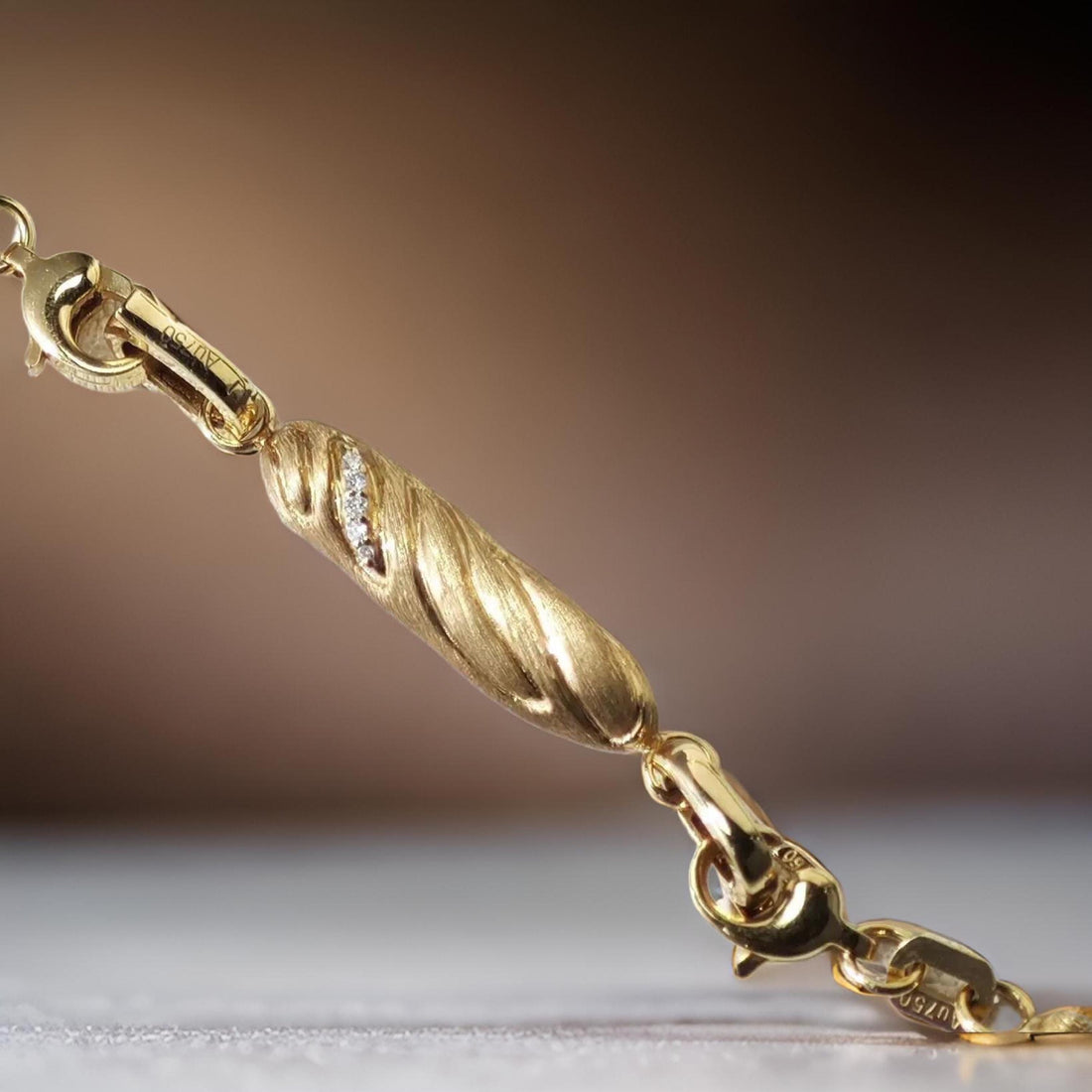 18K Solid Gold French Pastry Charms – Croissant, Doughnut, and Baguette Charms with Natural Diamonds