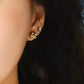 18K Solid Gold Rose Stud Earrings