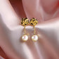 18K Solid Gold Rose Stud Earrings