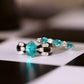 French Art Deco Paraiba Tourmaline Ring | Hand-Painted Enamel Checkered Band | Vintage-Inspired Cocktail Ring | Parisian Chic Jewelry Gift