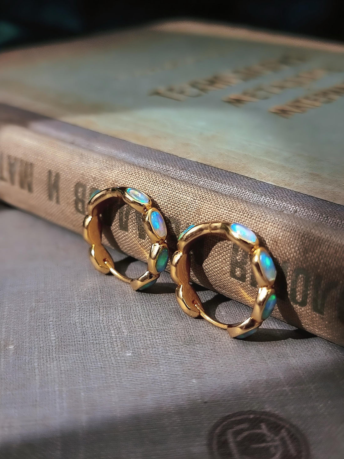 French-Inspired Small-Batch Artisanal Earrings with Opal and Sapphires