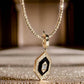 18K Solid Gold Art Deco Diamond Pendant, Black Onyx Charm,Vintage-Inspired Necklace, Natural Diamond Gold Pendant, Fine Jewelry Gift for Her