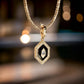 18K Solid Gold Art Deco Diamond Pendant, Black Onyx Charm,Vintage-Inspired Necklace, Natural Diamond Gold Pendant, Fine Jewelry Gift for Her