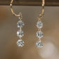18K Solid Gold Triple Diamond Drop Earrings